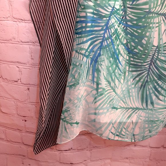 Calvin Klein Womens Plus Palm Print Striped Poncho Top - Picture 3 of 7